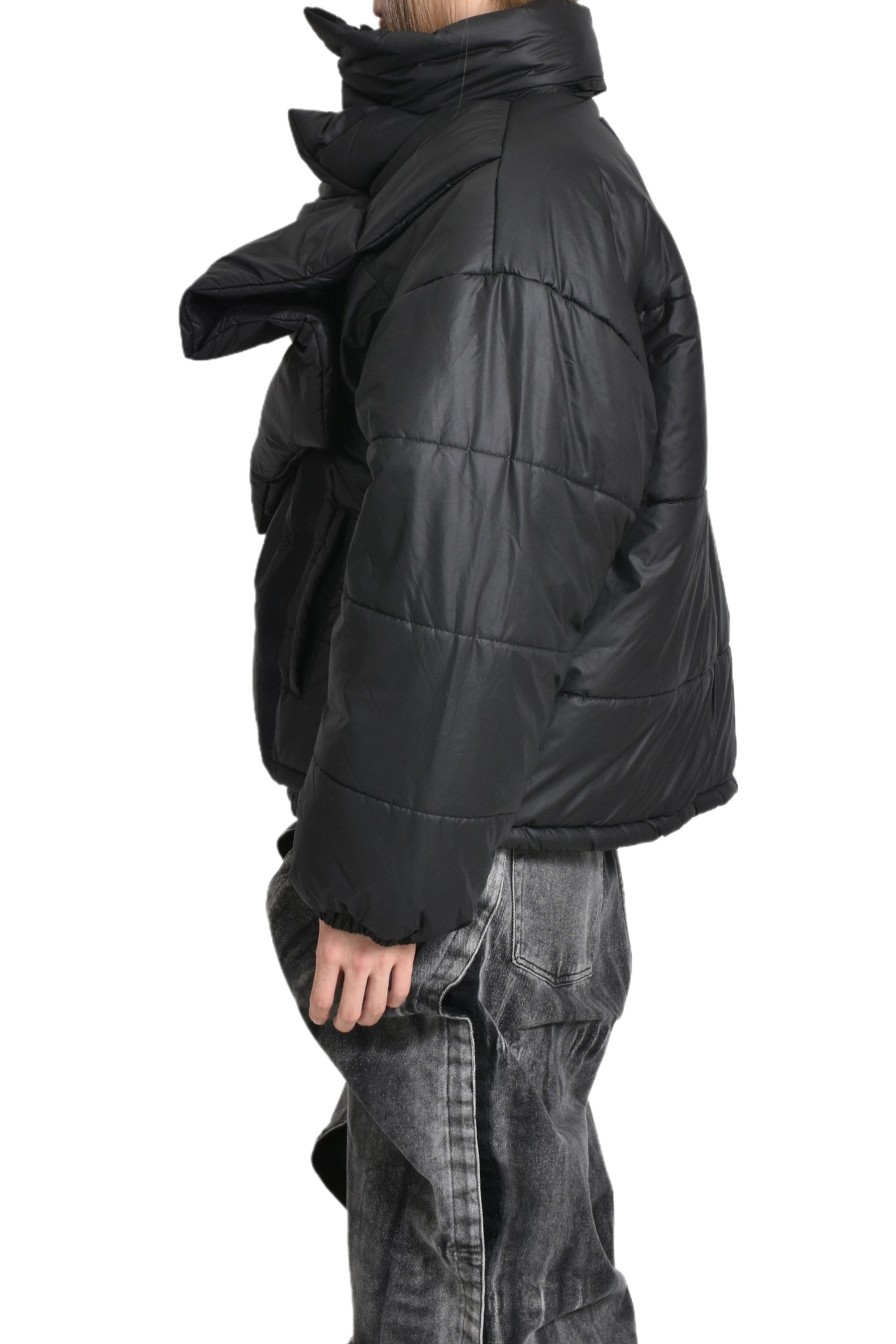 VELCRO PUFFER JACKET / BLK - 3