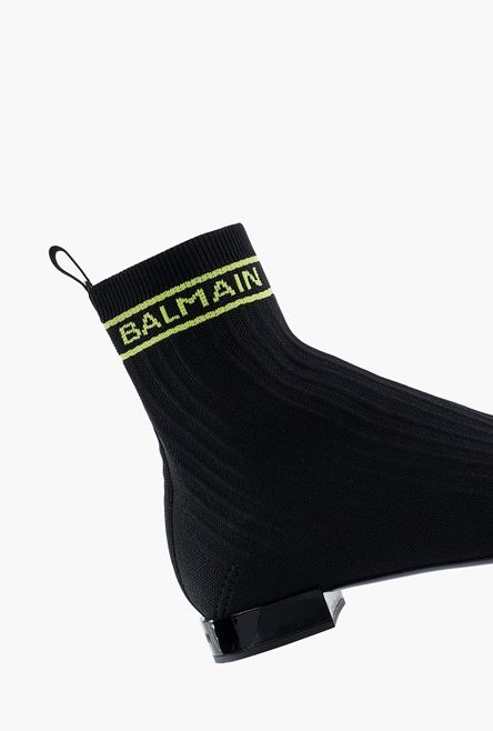 Black and lime green stretch knit Sacha ankle boots - 6