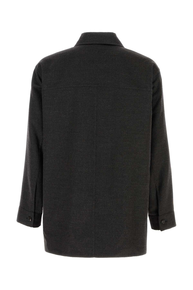 Bottega Veneta Dark Grey Flannel Shirt Charcoalmelange Exterior: Cashmere Silk Camicie outlook