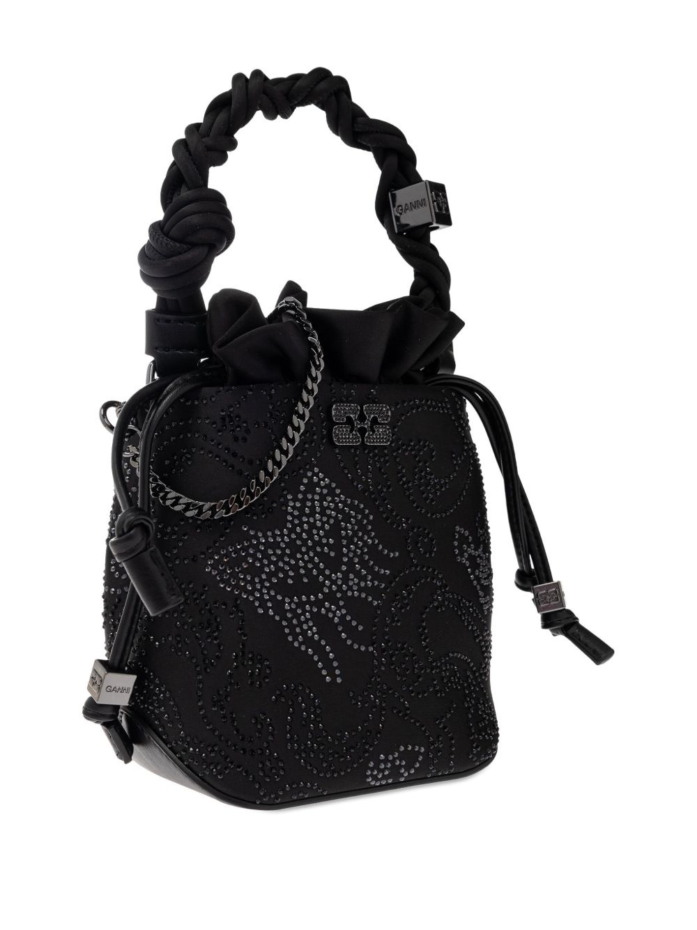 Bou braided-handle crystal-embellished bucket bag - 4