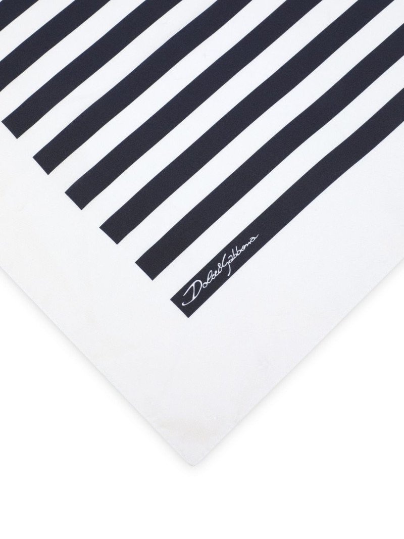 Dolce & Gabbana logo-print striped silk scarf outlook