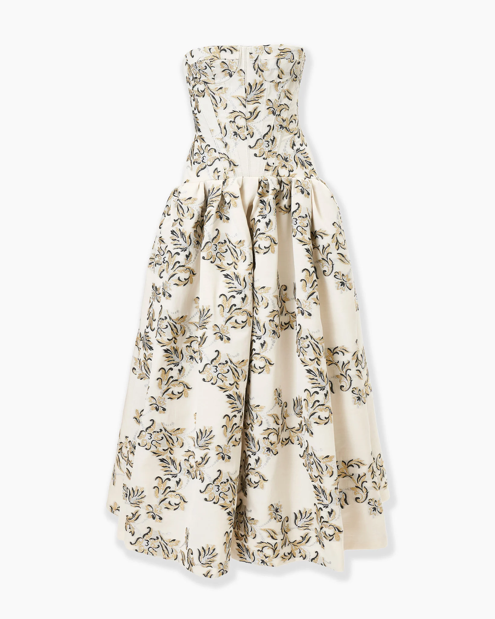 Lurex Trellis Jacquard Strapless Dress - 1