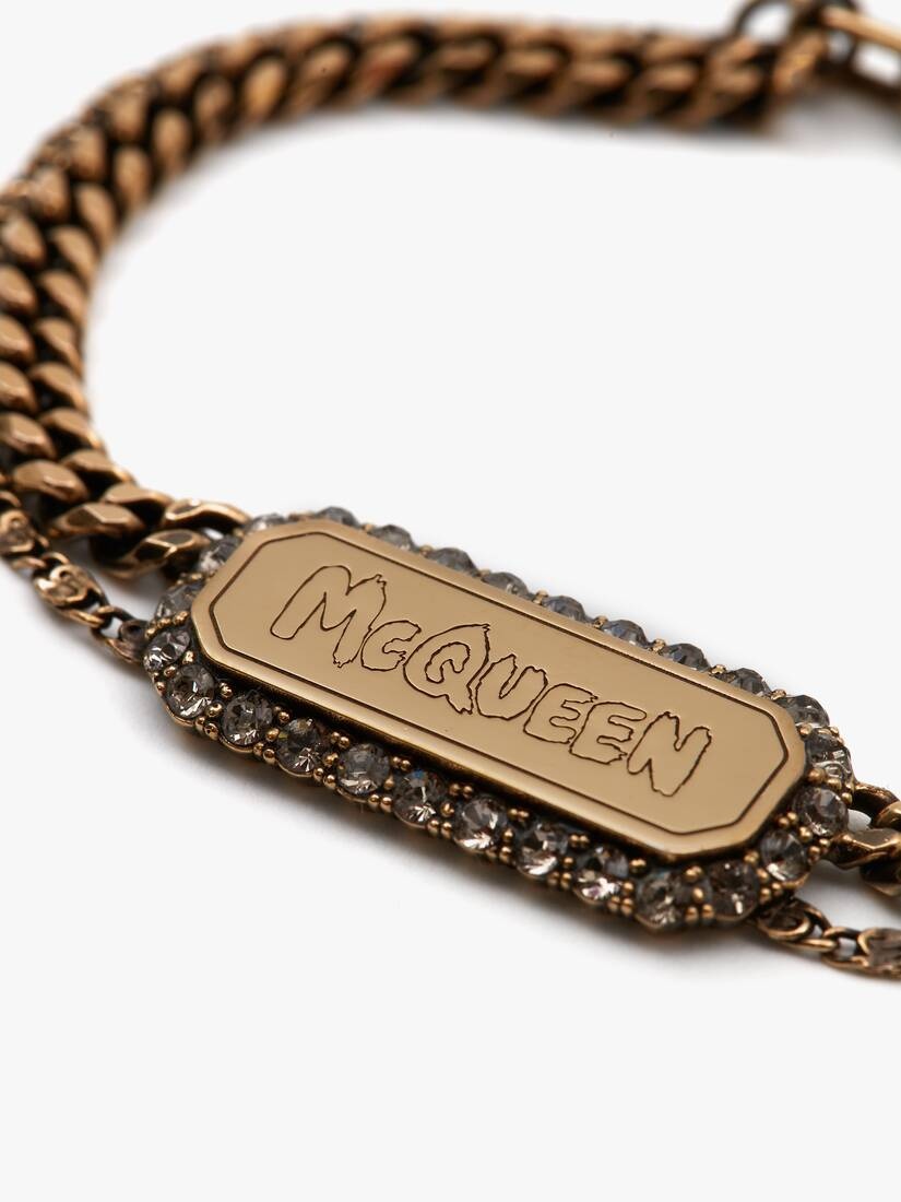 Mcqueen Graffiti Pave Bracelet in Antique Gold - 3