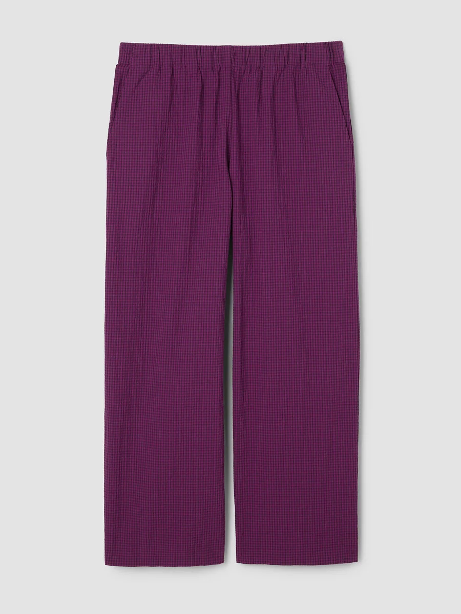 Organic Cotton Pucker Check Wide-Leg Pant - 1