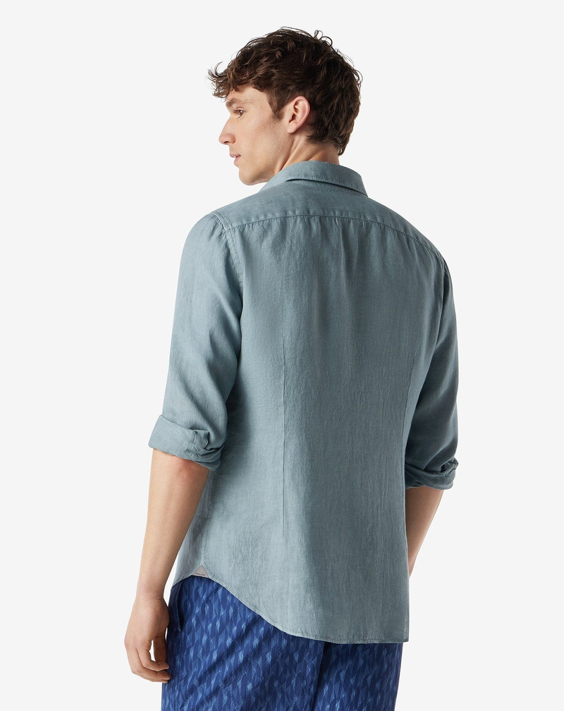 Aqua green linen shirt 3