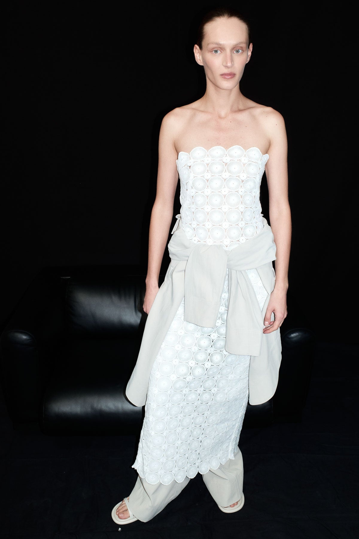 Doily Column Dress - White - 8