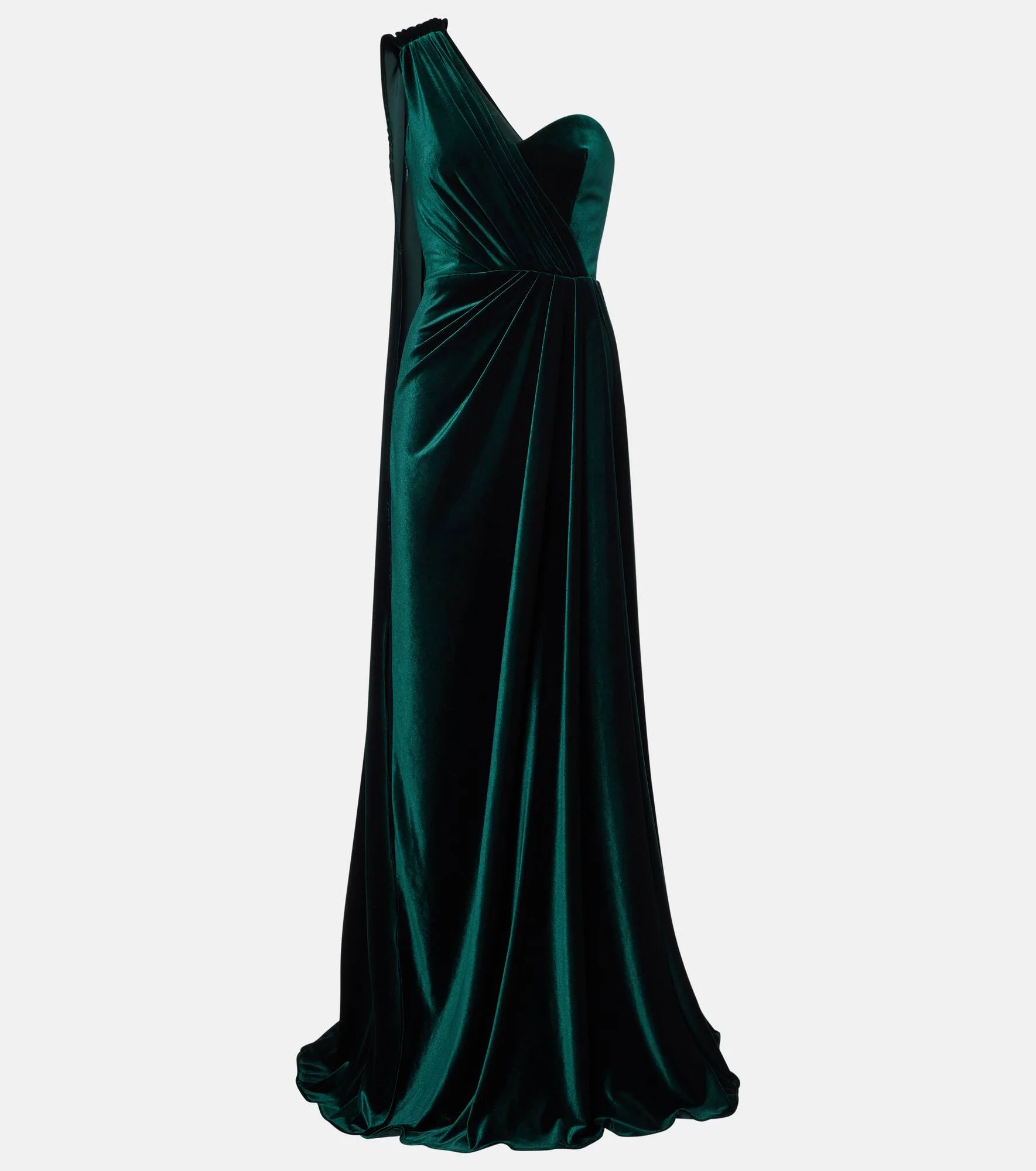 One-shoulder velvet gown - 1