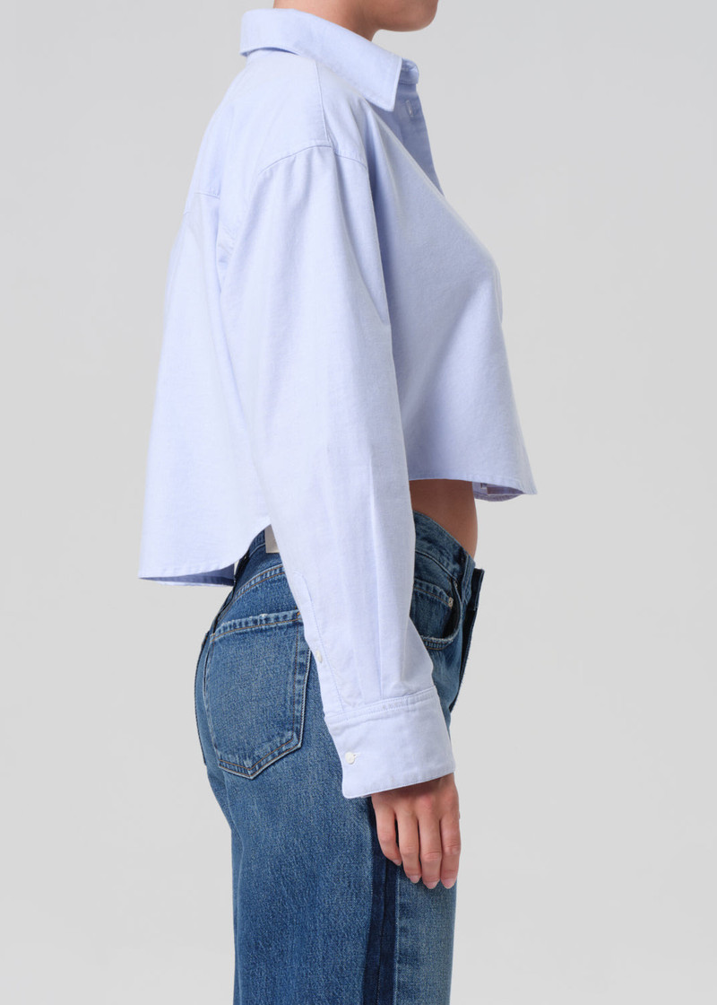 Ana Cropped Shirt In Blue 4