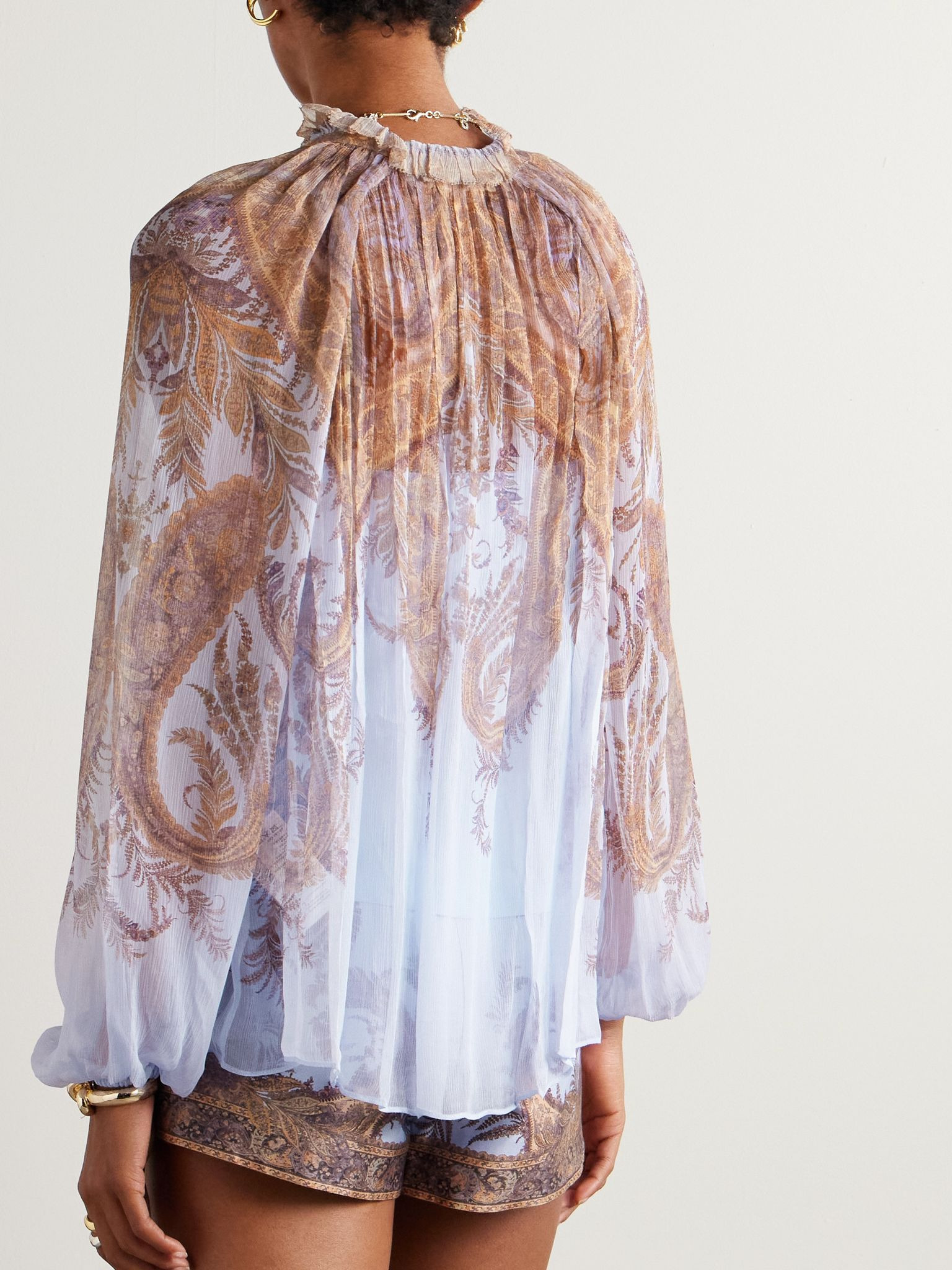 Printed chiffon blouse Lilac - 4
