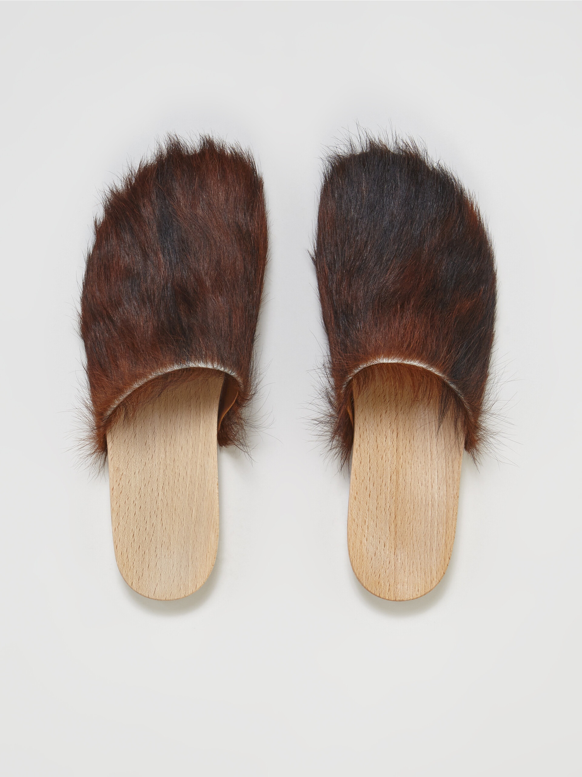 SPOTTED LONG CALF HAIR WOOD SABOT - 4