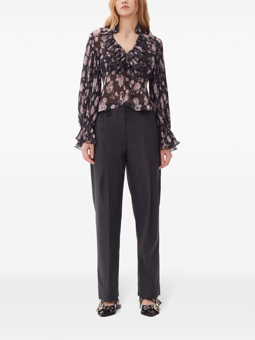 pleated pinstripe trousers - 2