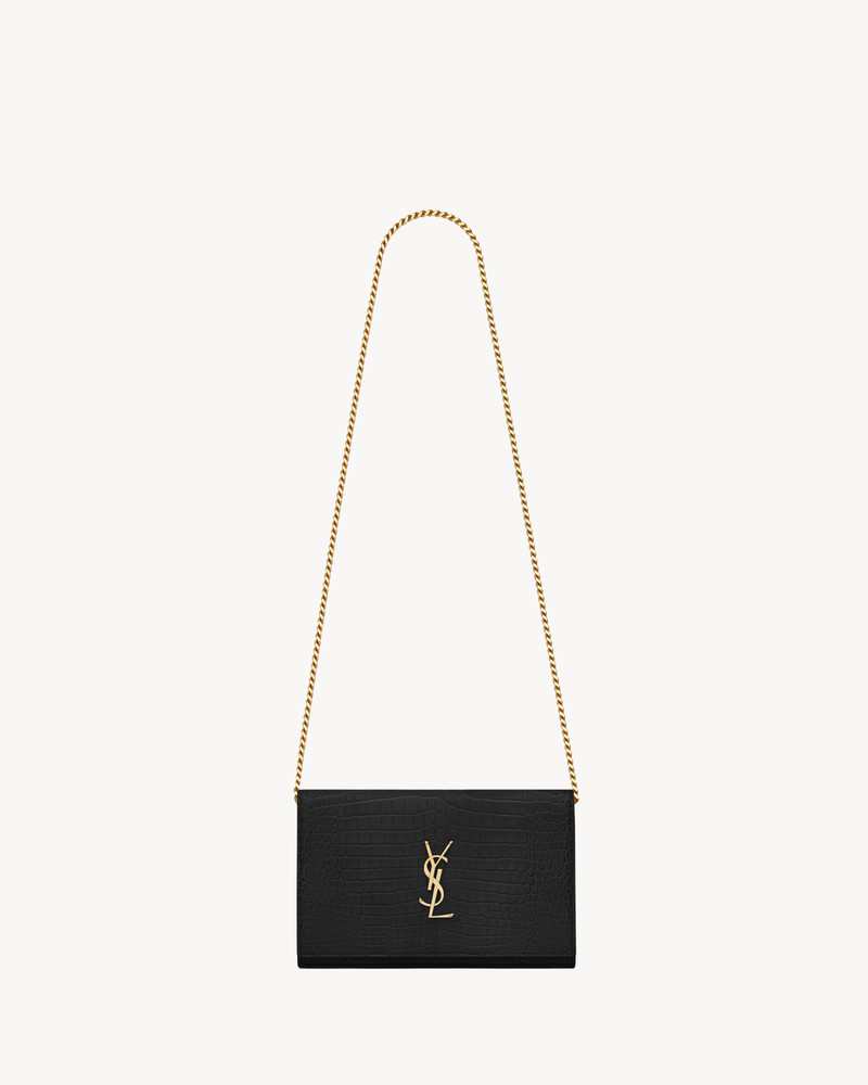 CASSANDRE CHAIN WALLET IN CROCODILE-EMBOSSED SHINY LEATHER 1