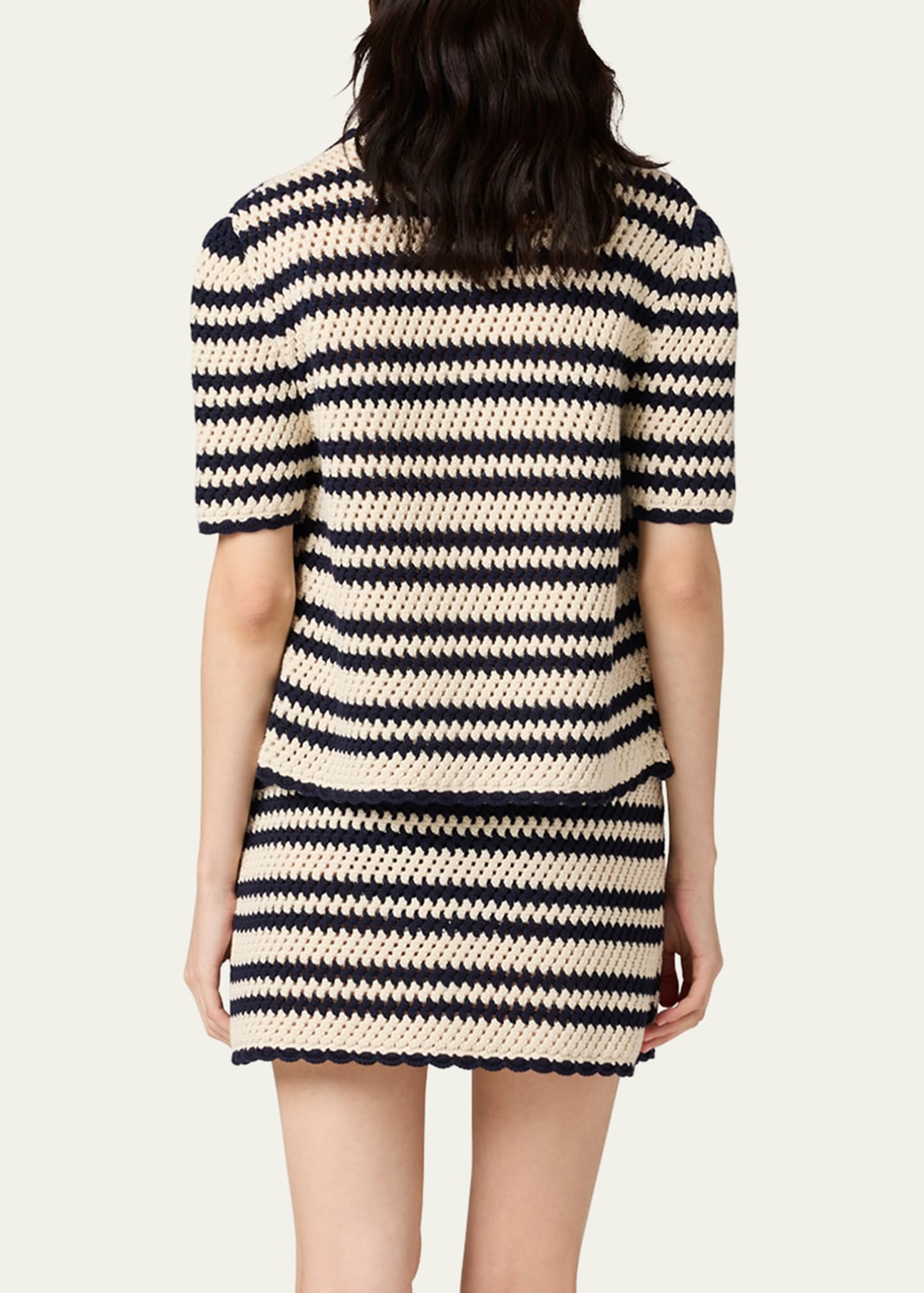 Cotton Crochet Short-Sleeve Cardigan - 3