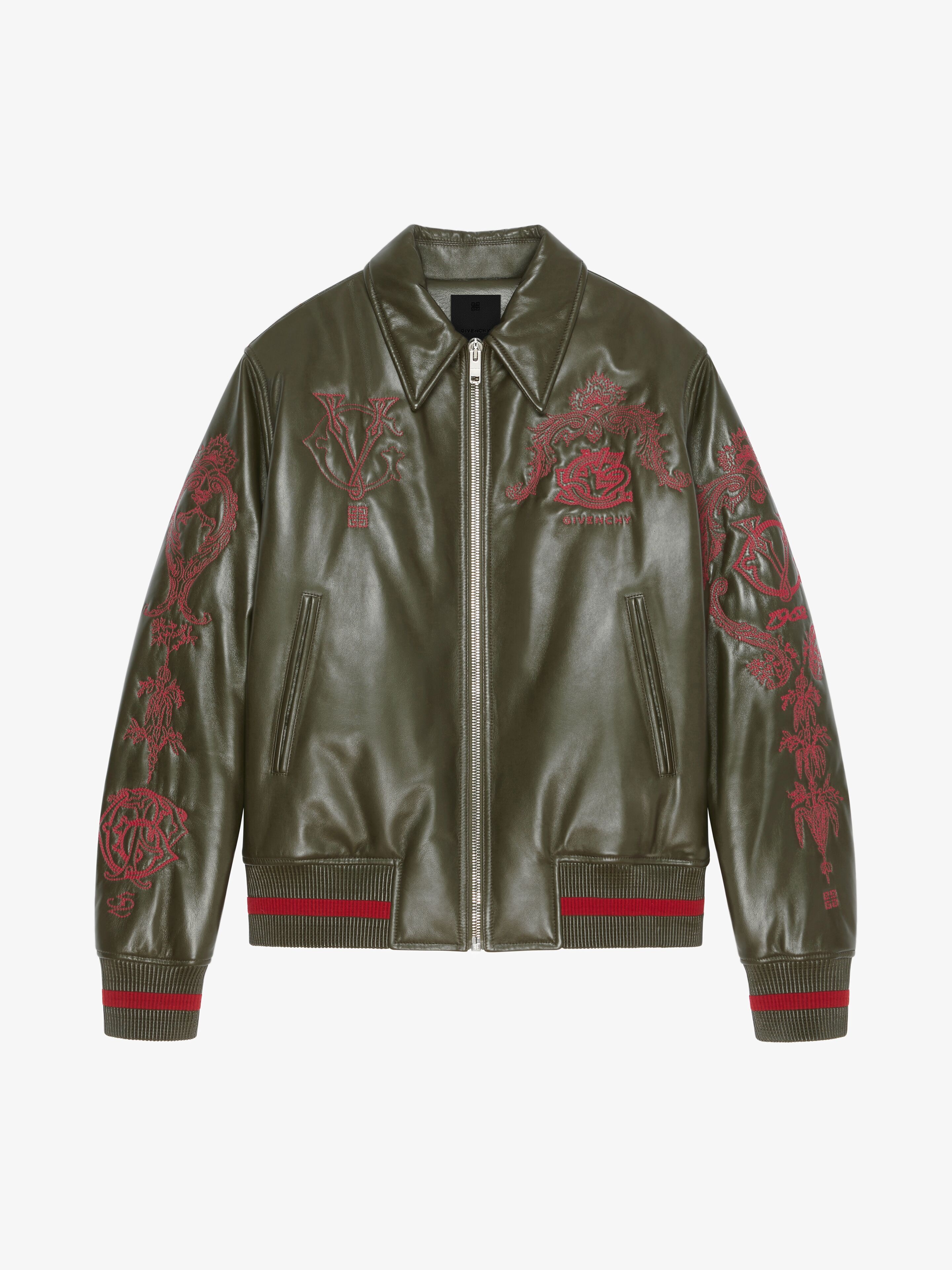 GIVENCHY CREST BOMBER JACKET IN EMBROIDERED LEATHER - 1