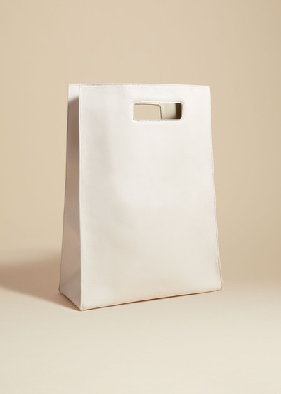 KHAITE The Hudson Tote in Off-White Leather outlook