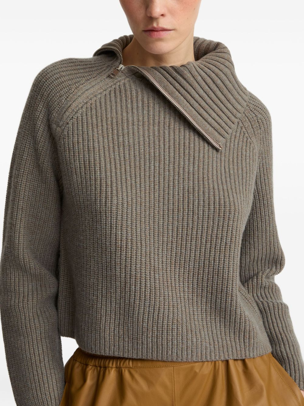 zip-neck ribbed sweater - 4