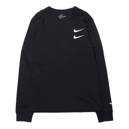 Nike Sportswear Swoosh LS 티 둥근 목 긴 소매 미국 판 검정 CK2259-010 - 1