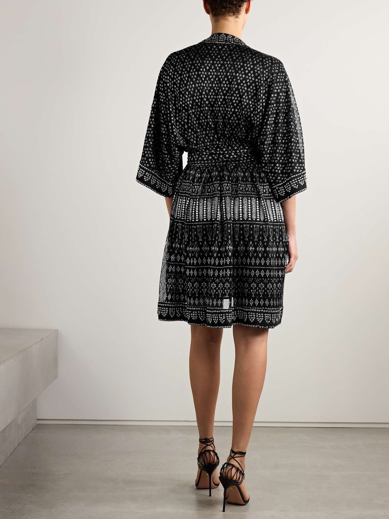 Nawel embellished printed mesh mini dress Black - 3