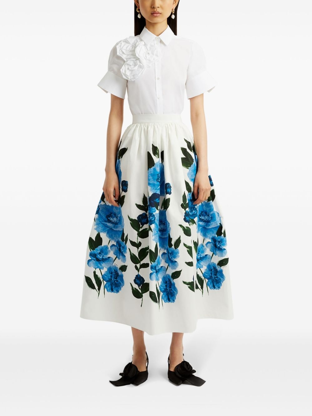 Painted Floral midi skirt - 3