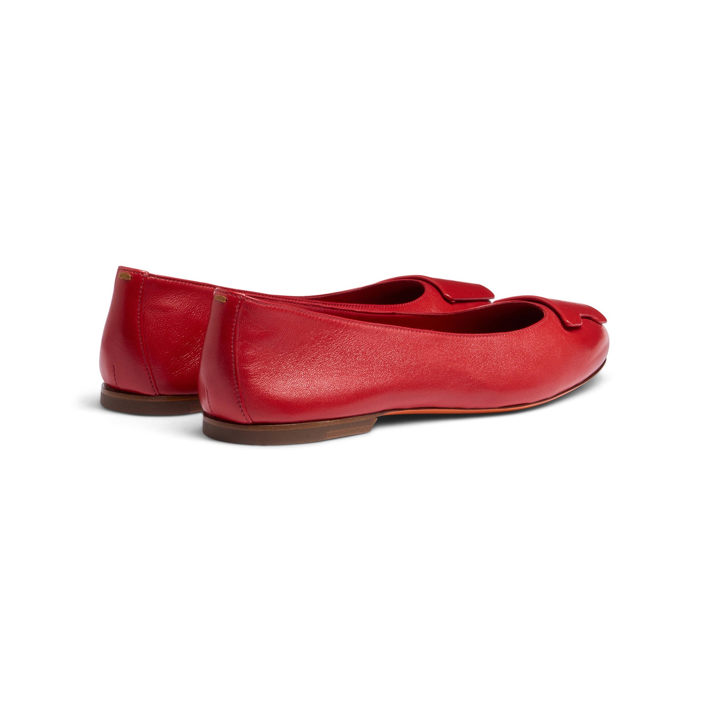 Women's red leather ballet flat - 4