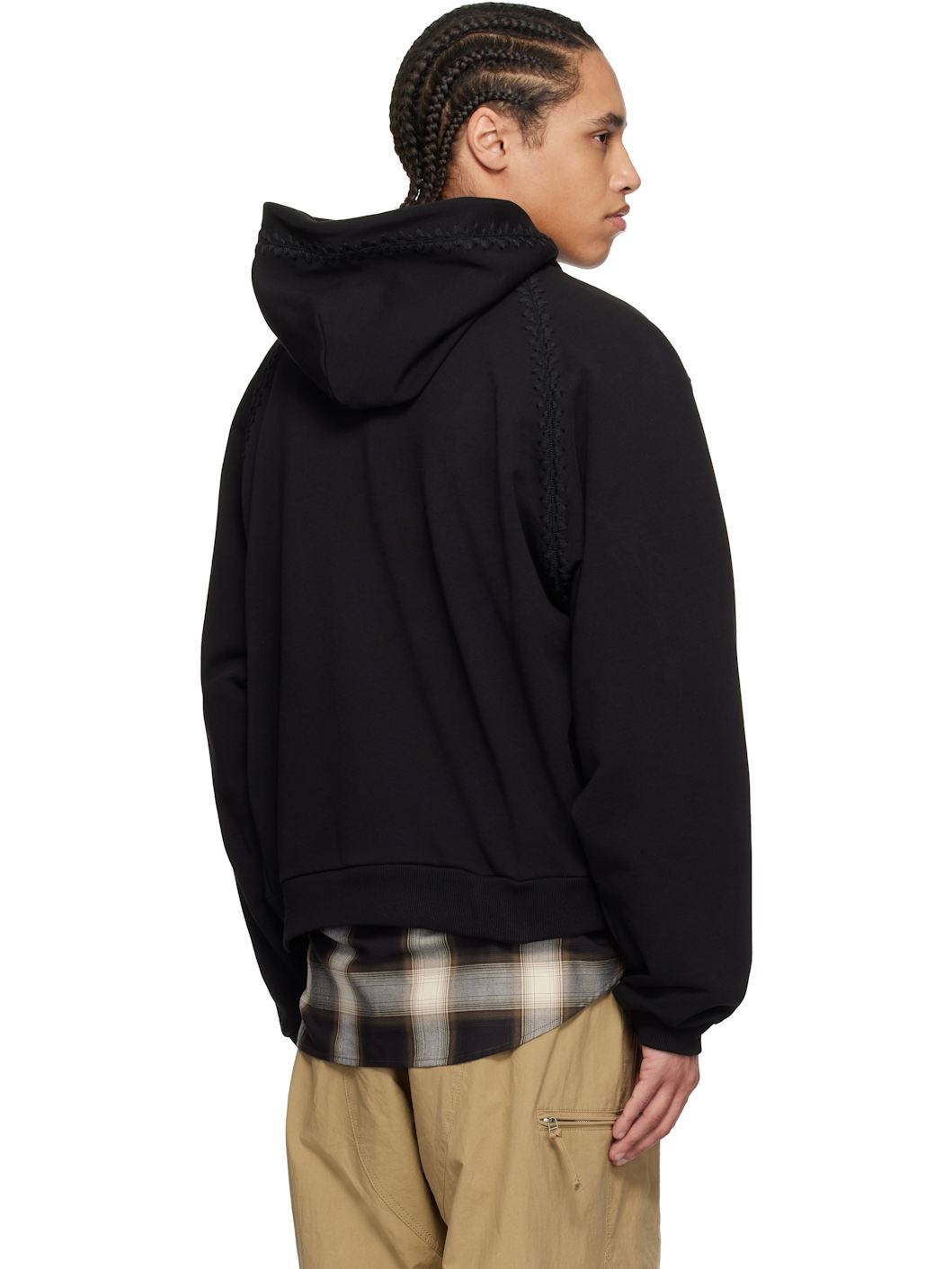 Black Line Embroidered Hoodie - 3