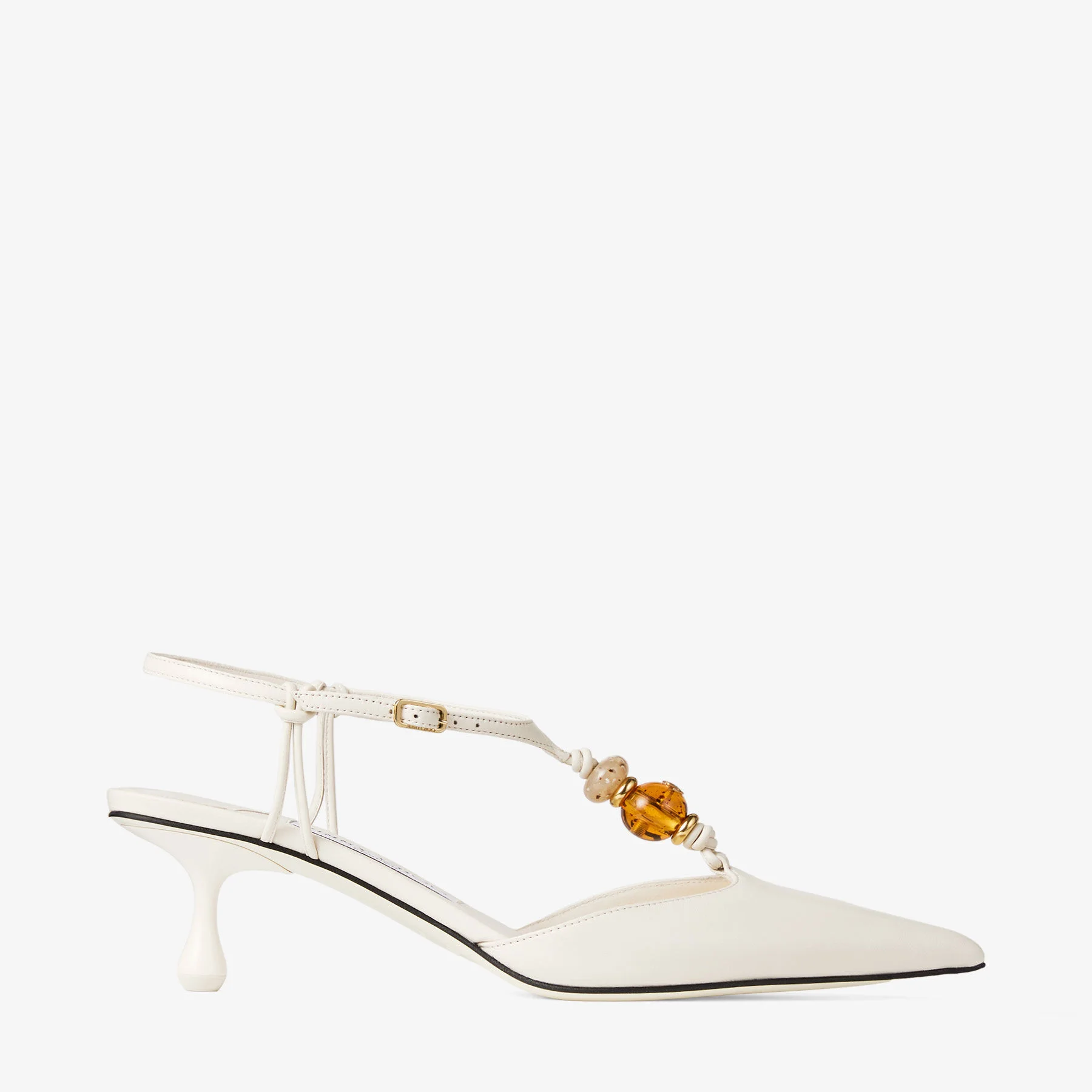 Lauri 50 Latte Mix Nappa Leather Slingbacks with Beads - 1