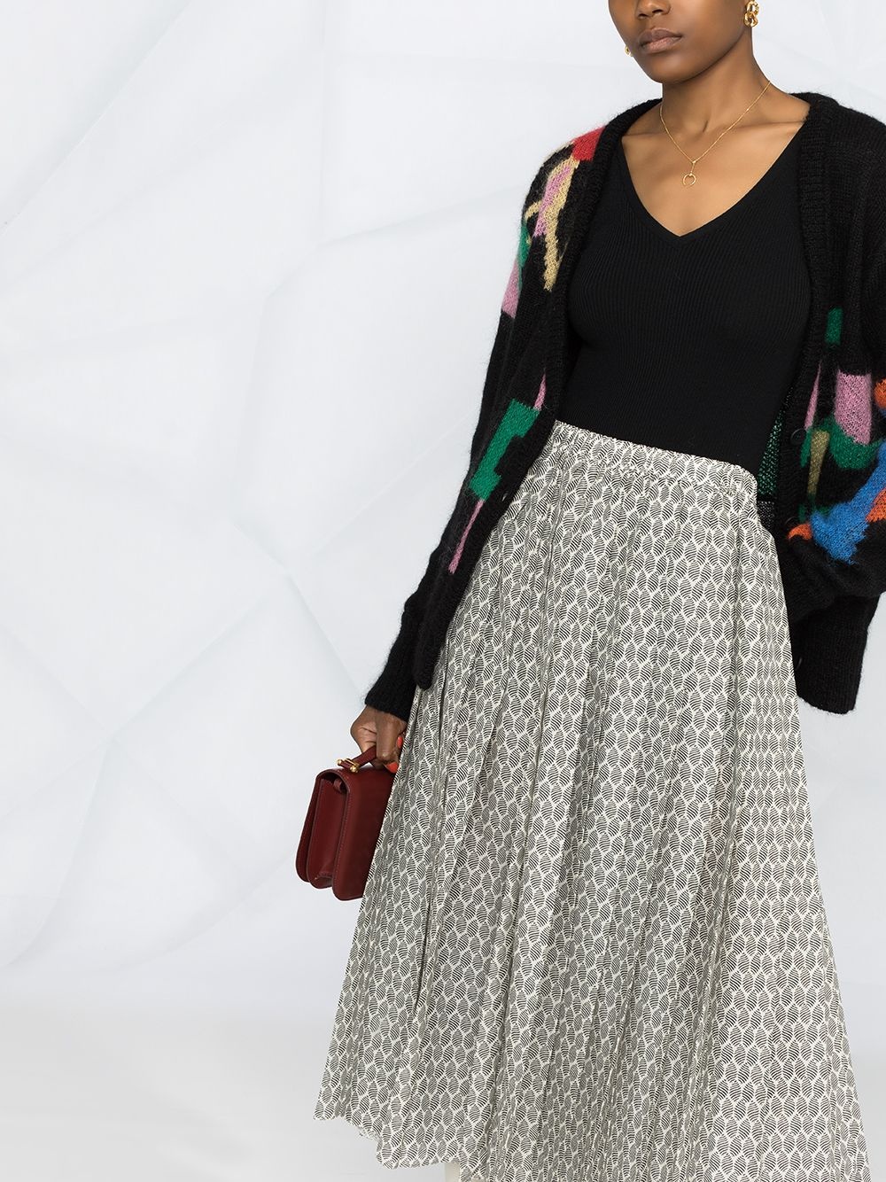 printed pleat midi skirt - 5