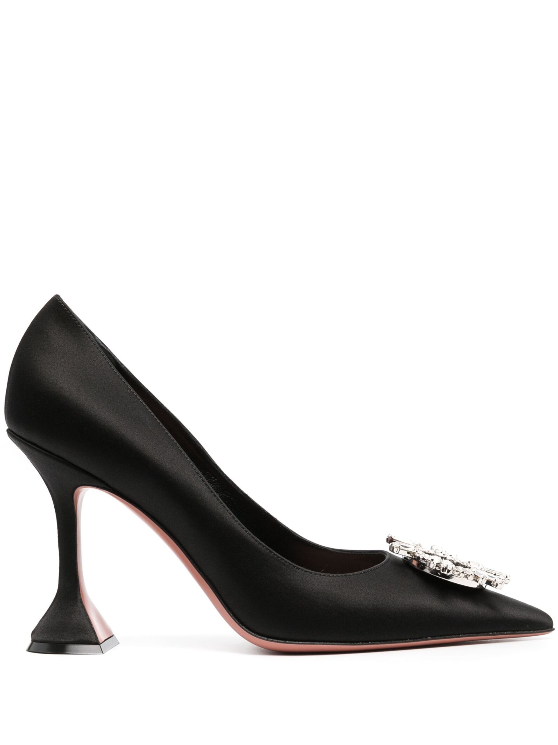 black Begum 95 Crystal Satin Pumps - 1