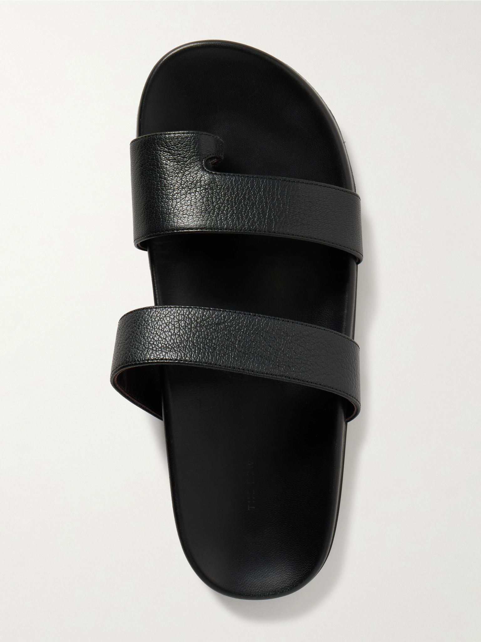 Hugh textured-leather slides Black - 5
