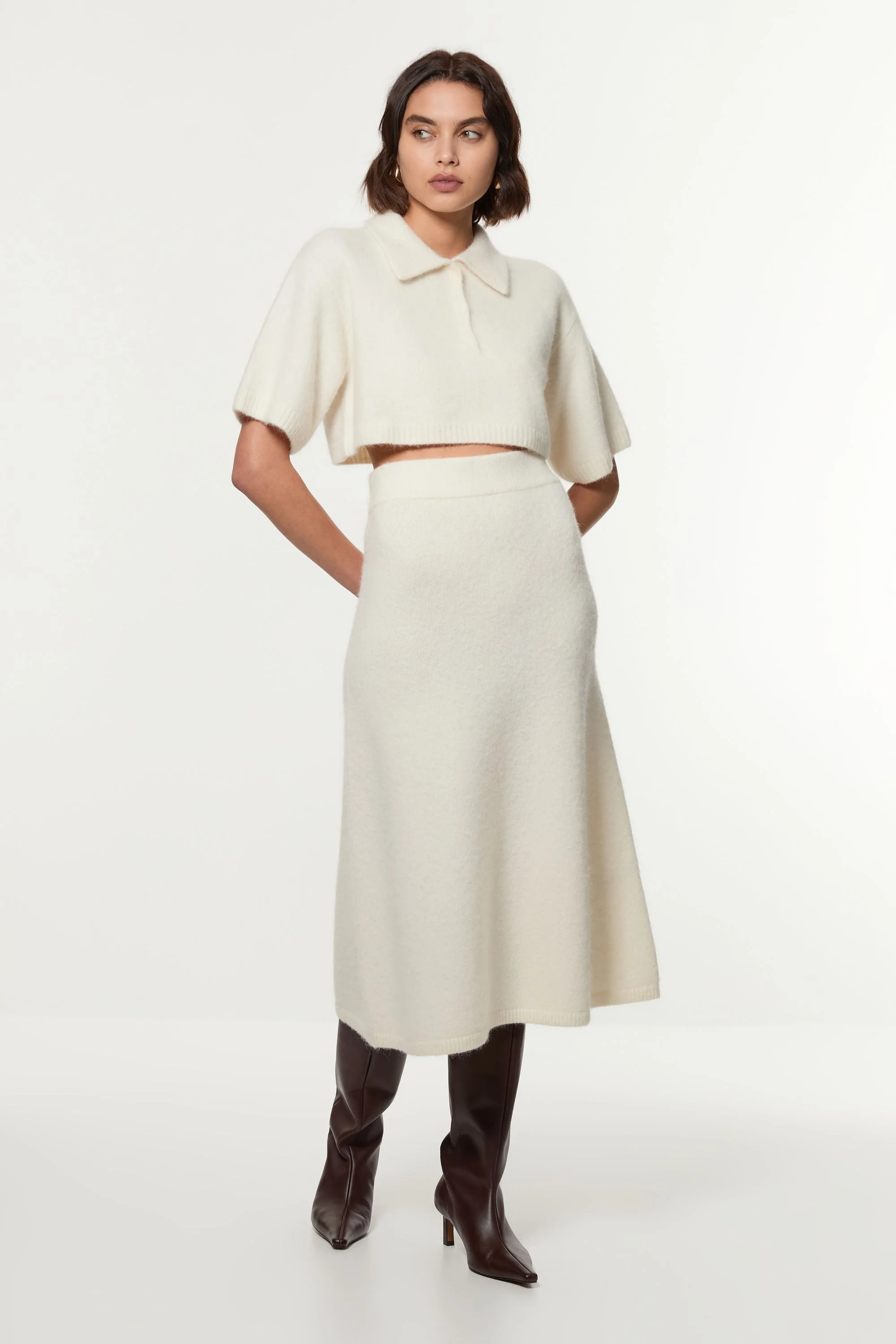 Alpaca Wool Fluffy Full Knit Skirt - 1