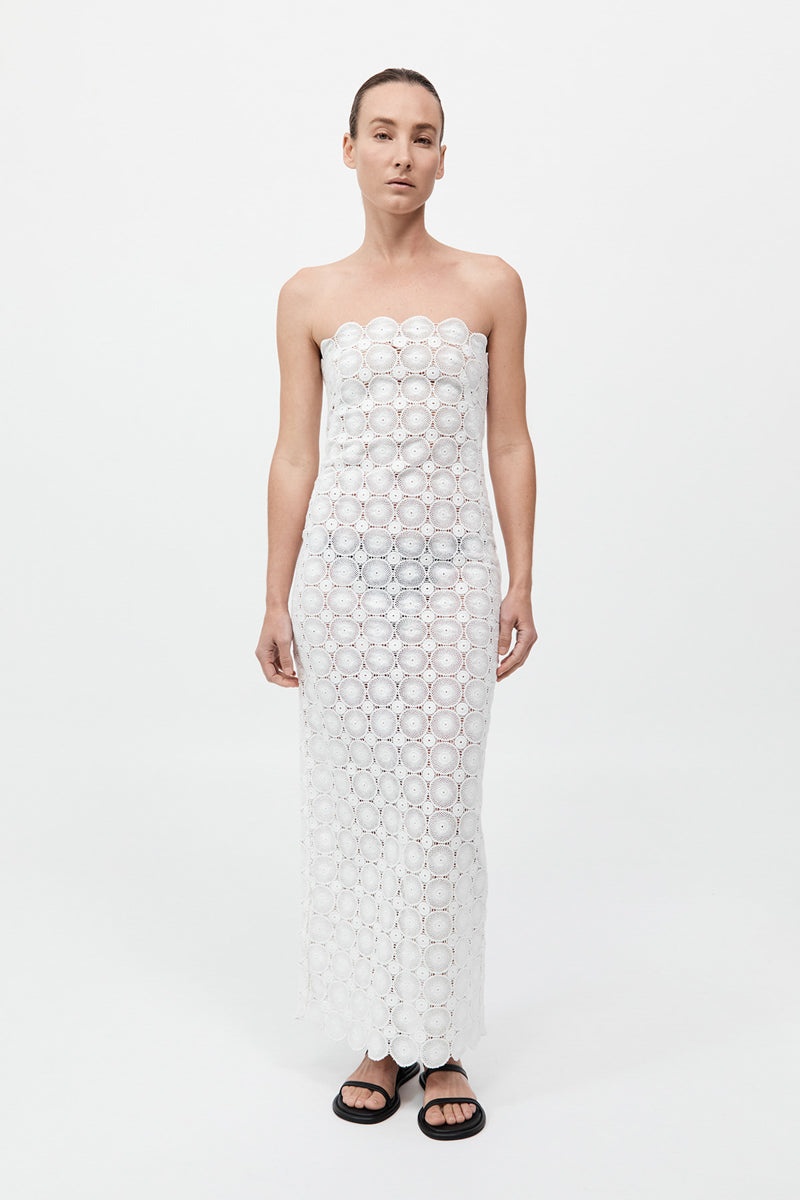 Doily Column Dress - White - 2