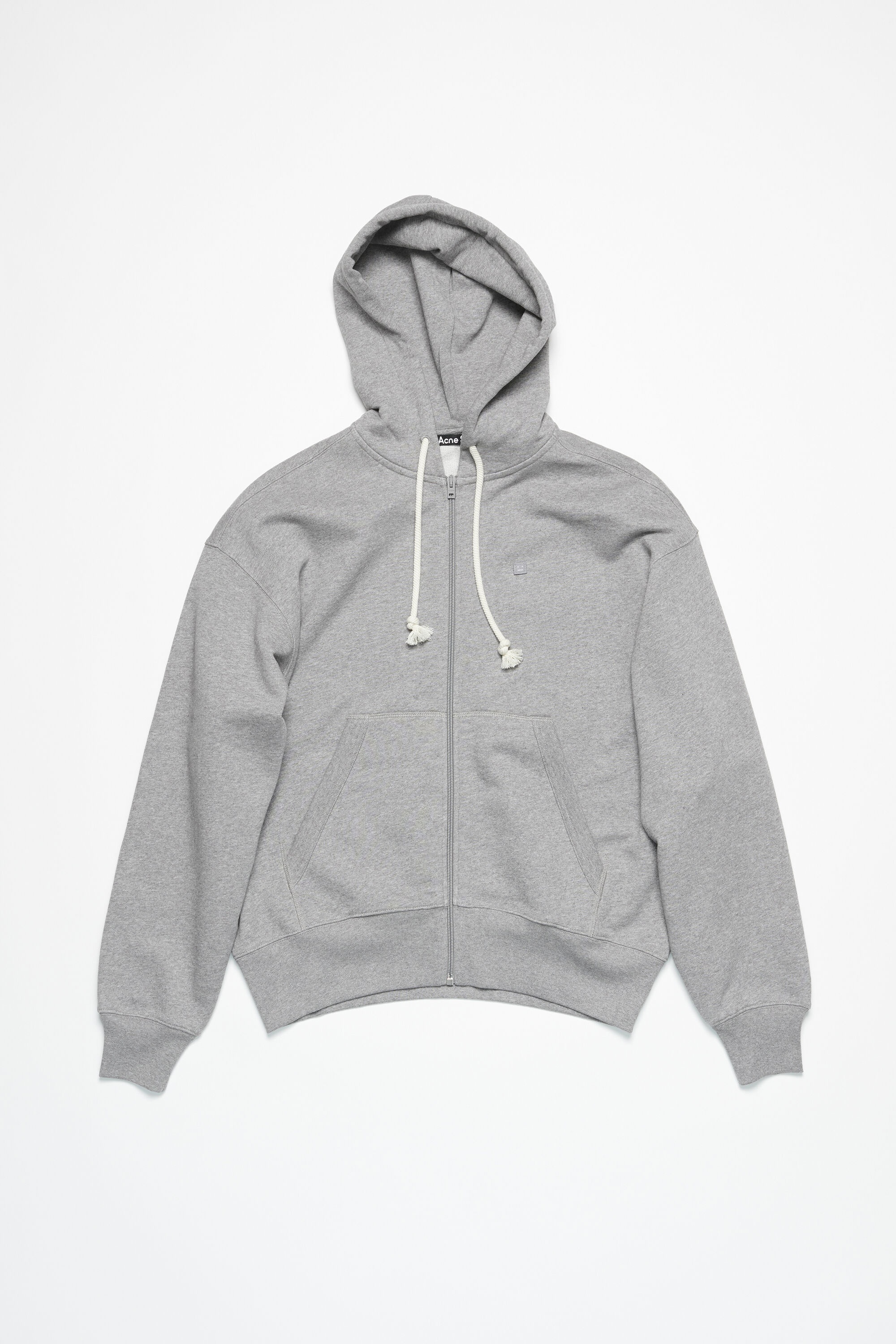 Hooded zip sweater - Light Grey Melange - 1