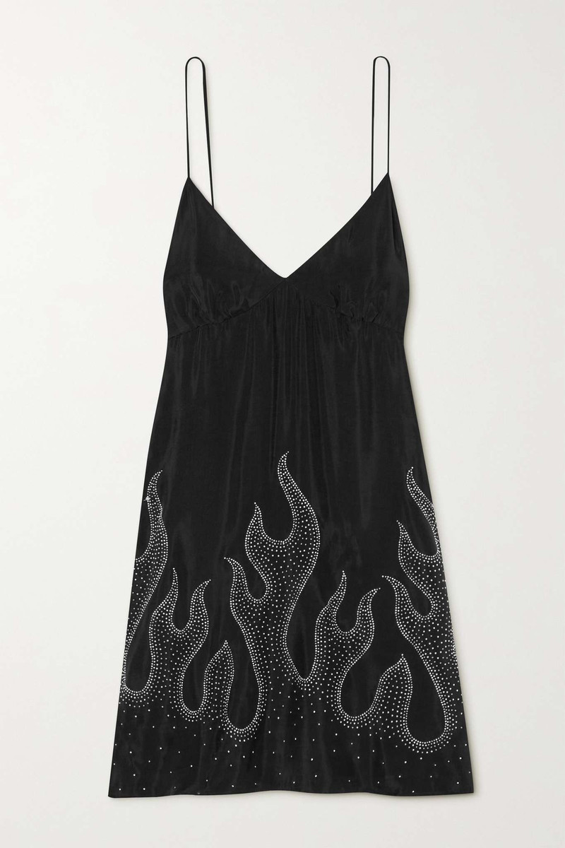 Embellished cupro-satin mini dress 1