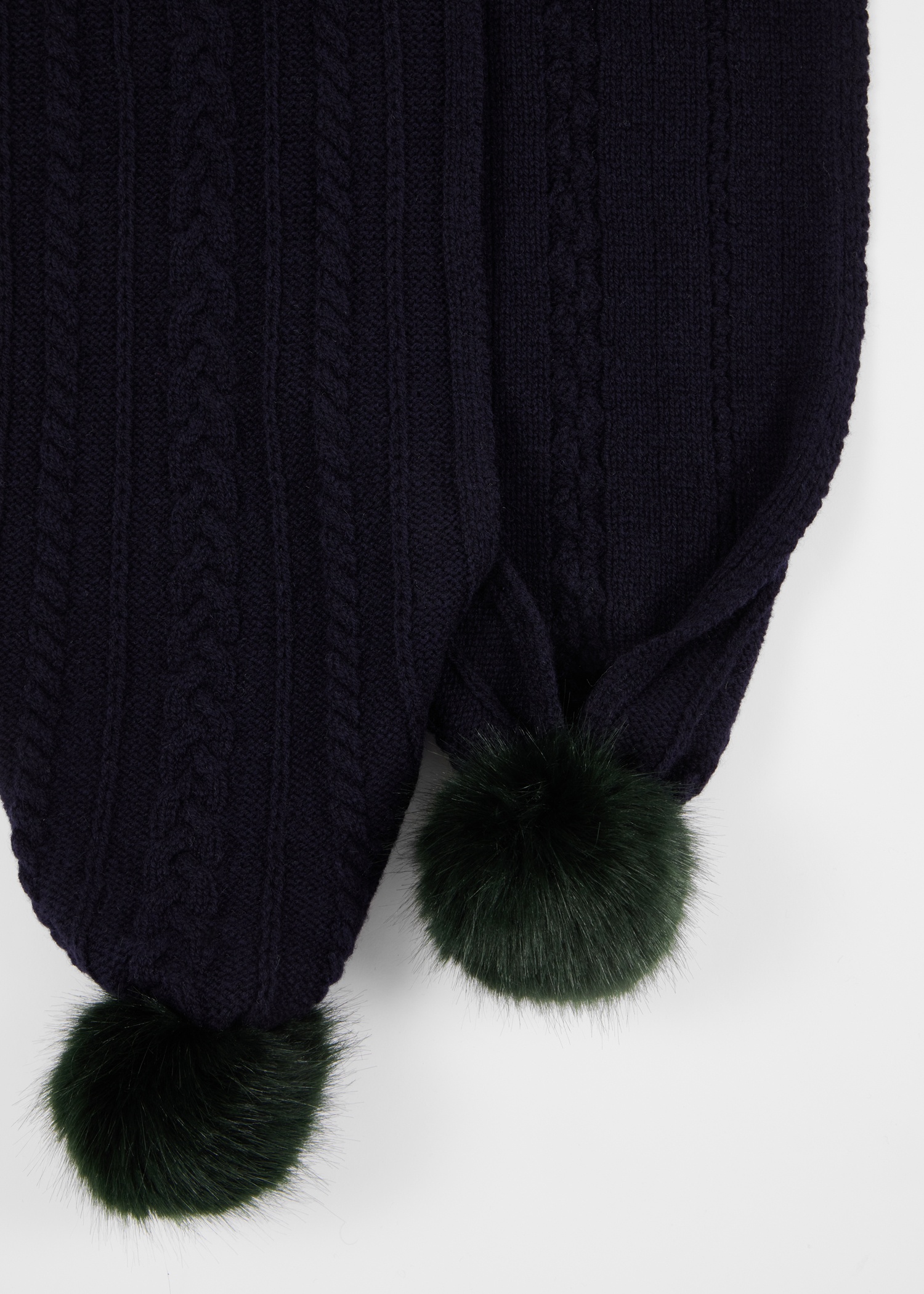 Women's Cable Knit Pom Pom Scarf - 2