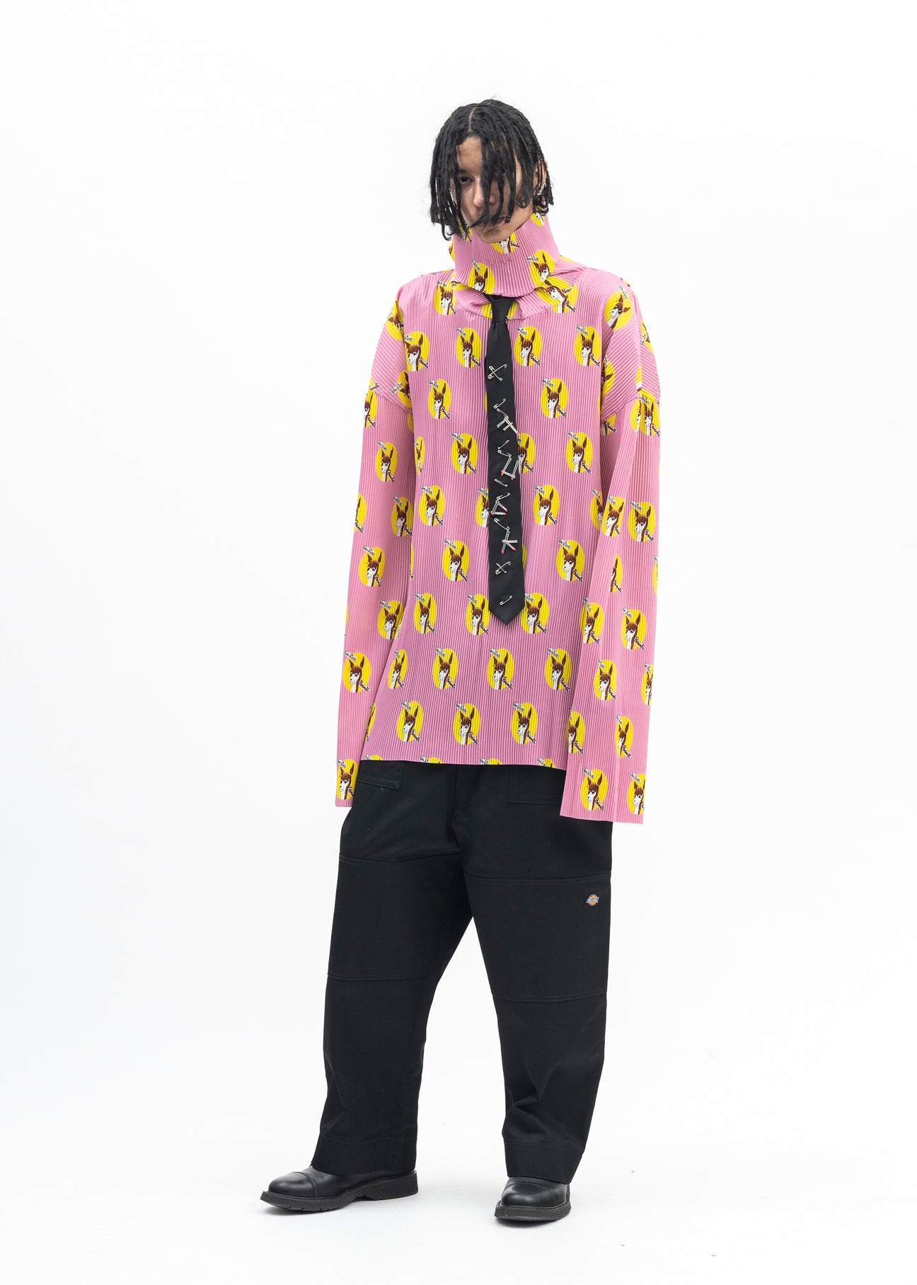 PINK WHO KILLED BAMBI HI-NECK PLEATED PULLOVER COLLABORATION WITH JAMIE REID. - 6