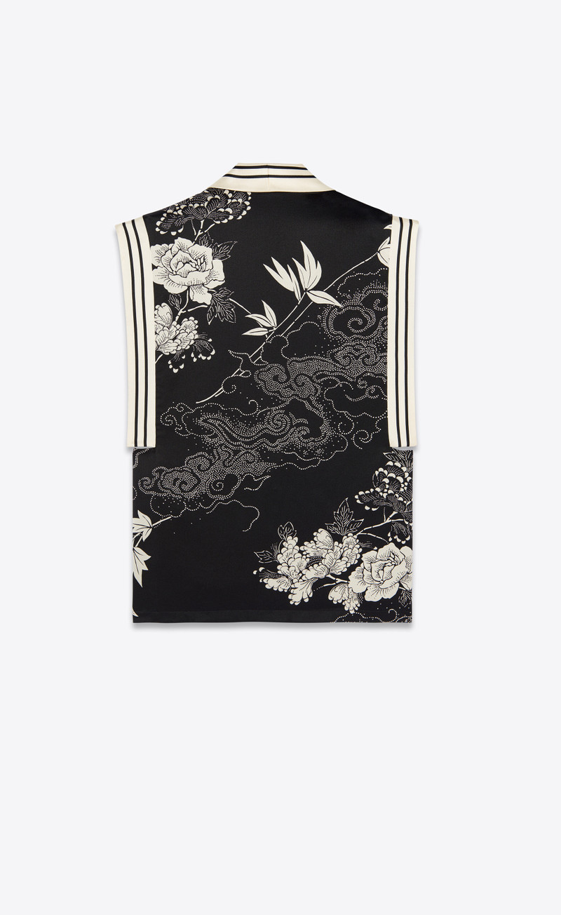 SAINT LAURENT sleeveless shirt in printed satin outlook