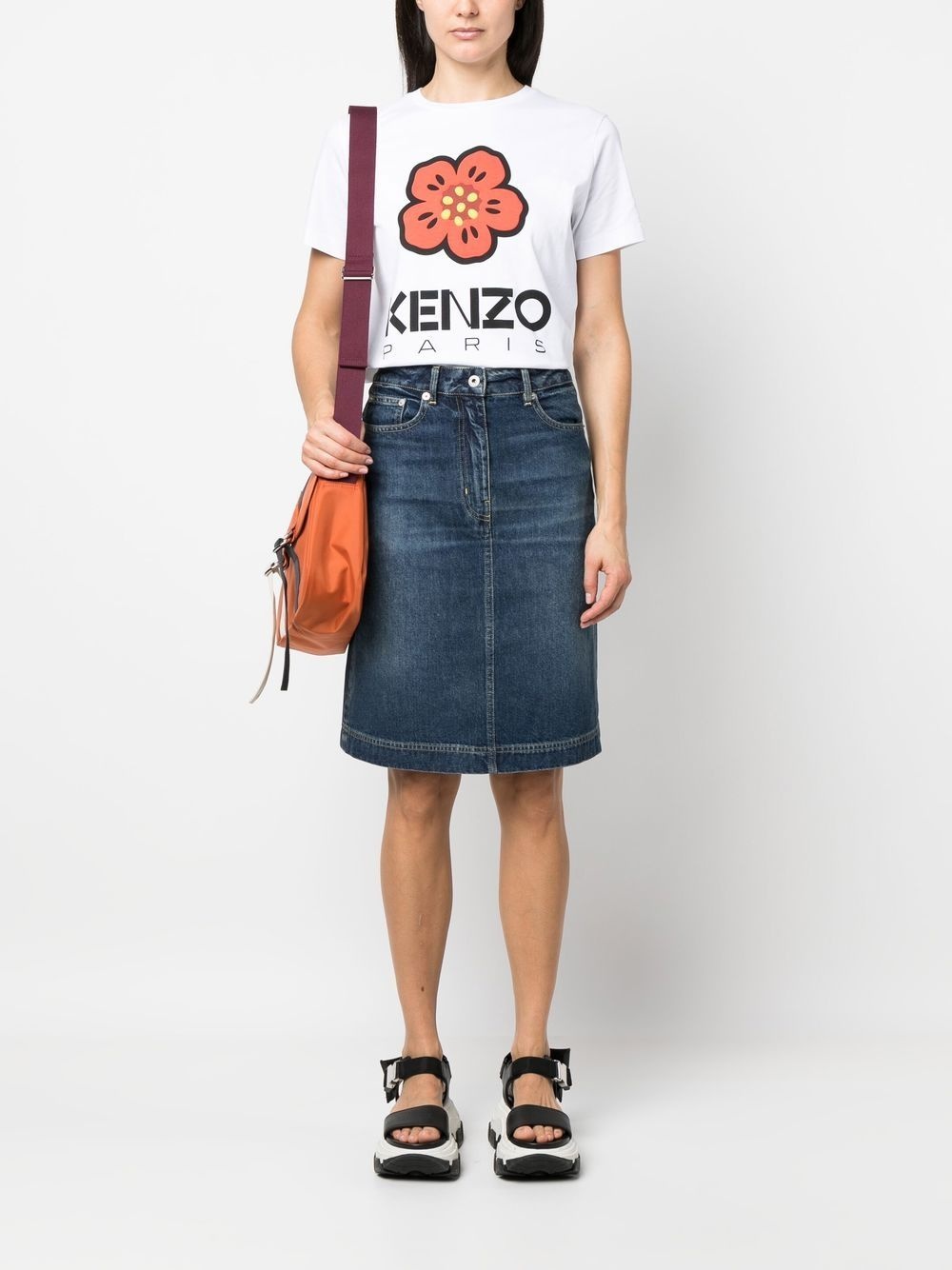 knee-length denim skirt - 2