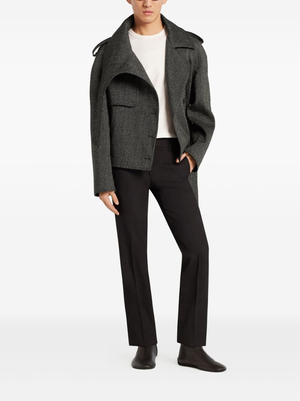 oversized-collar cropped jacket - 6