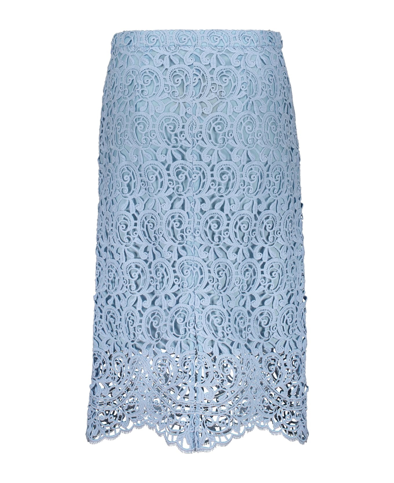 High Waist Lace Embroidered Midi Skirt - 2