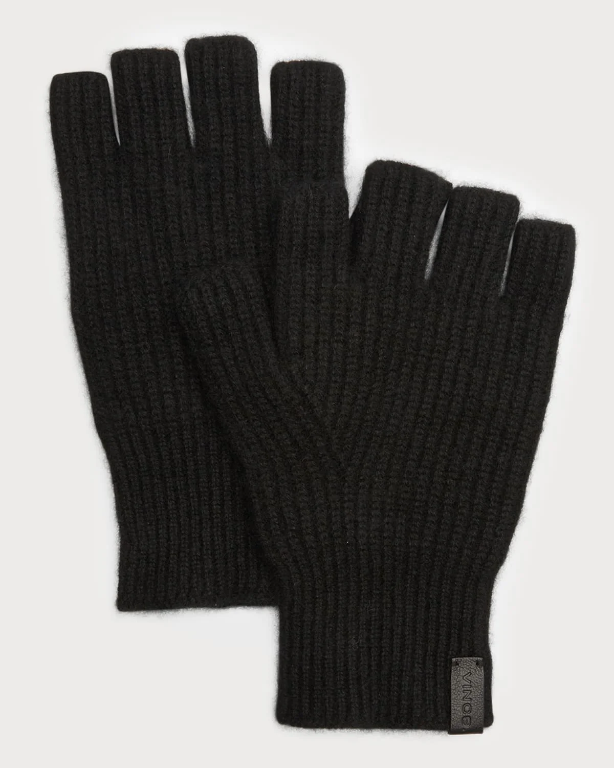 Ribbed Cashmere Fingerless Gloves - 1