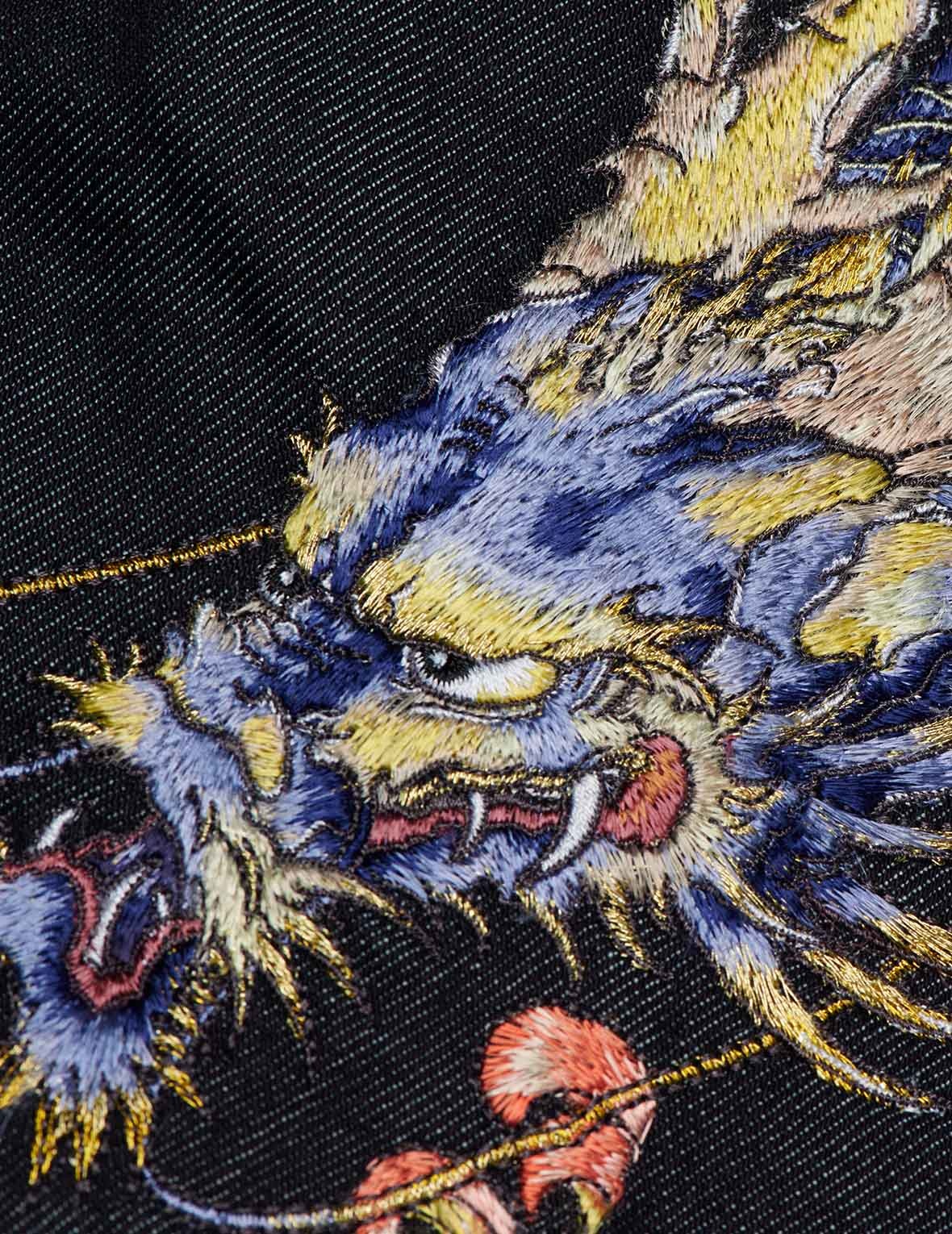 MULTICOLOR DRAGON DAICOCK EMBROIDERED CARROT FIT JEANS #2017 - 7
