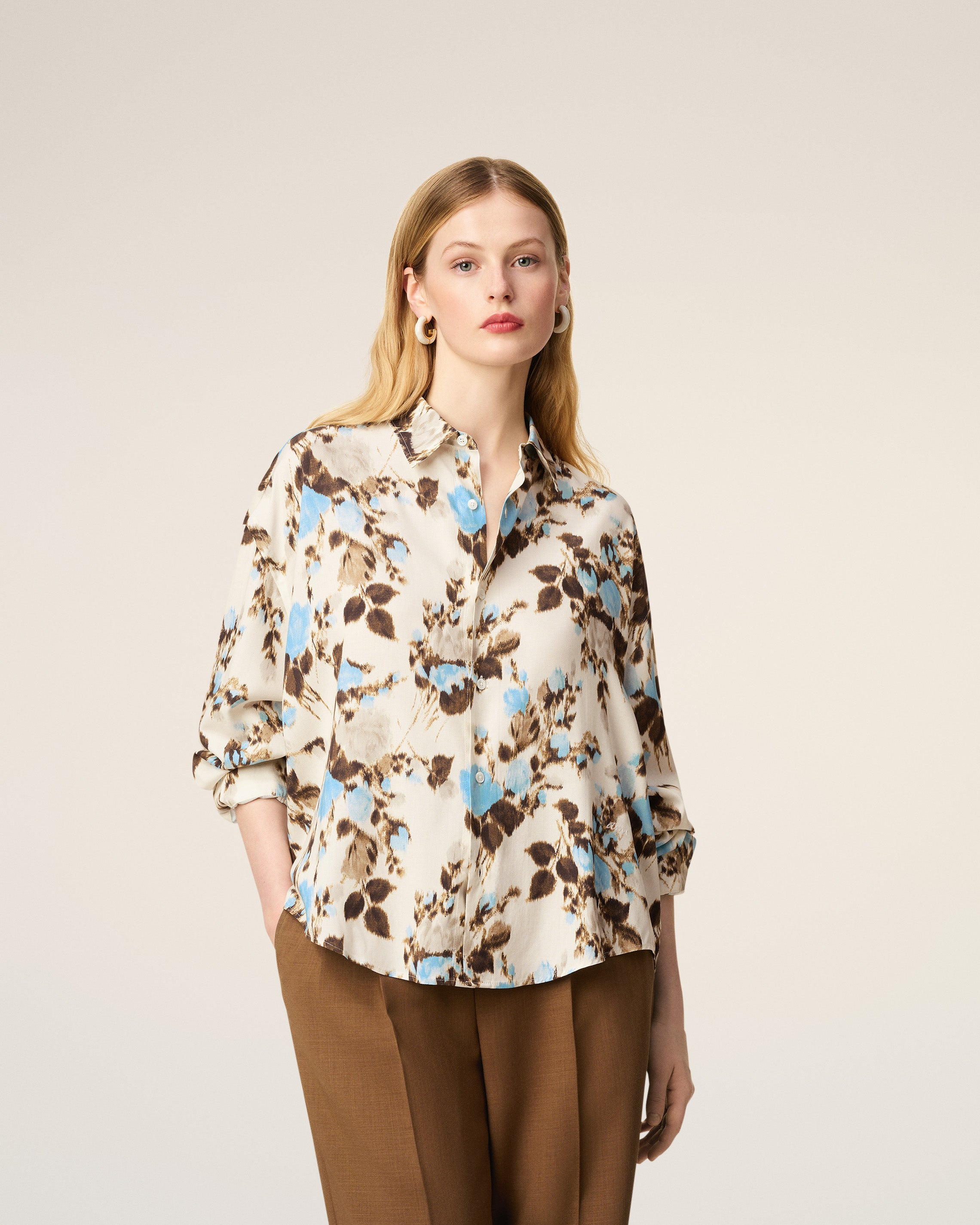 BLUE FLOWER PRINTED BOXY SHIRT - 3
