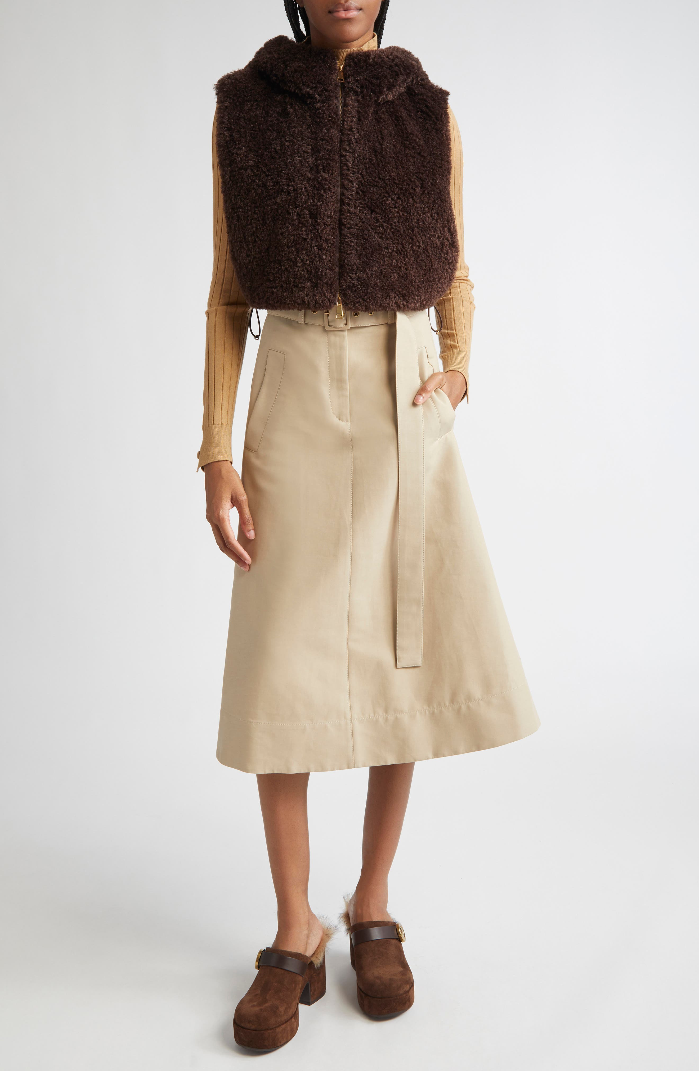 Moncler Teddy Fleece & Quilted Down Vest in Raisin at Nordstrom - 2