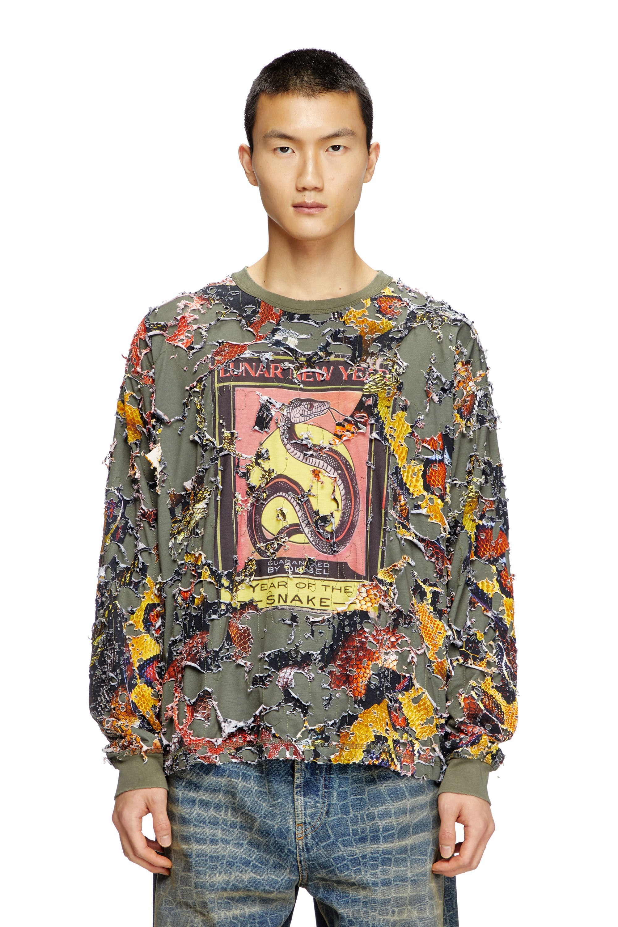 DIESEL cl-t-boxt-ls-devor-snake 巳 蛇 オーバーレイ 脱皮 Diesel CL-T-BOXT-LS-DEVOR-SNAKE | REVERSIBLE