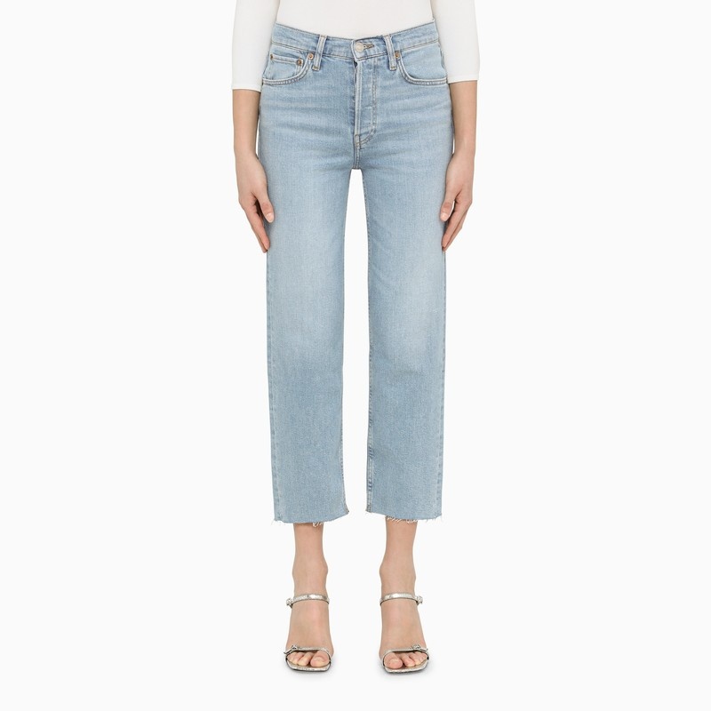 Light blue cropped denim jeans - 1