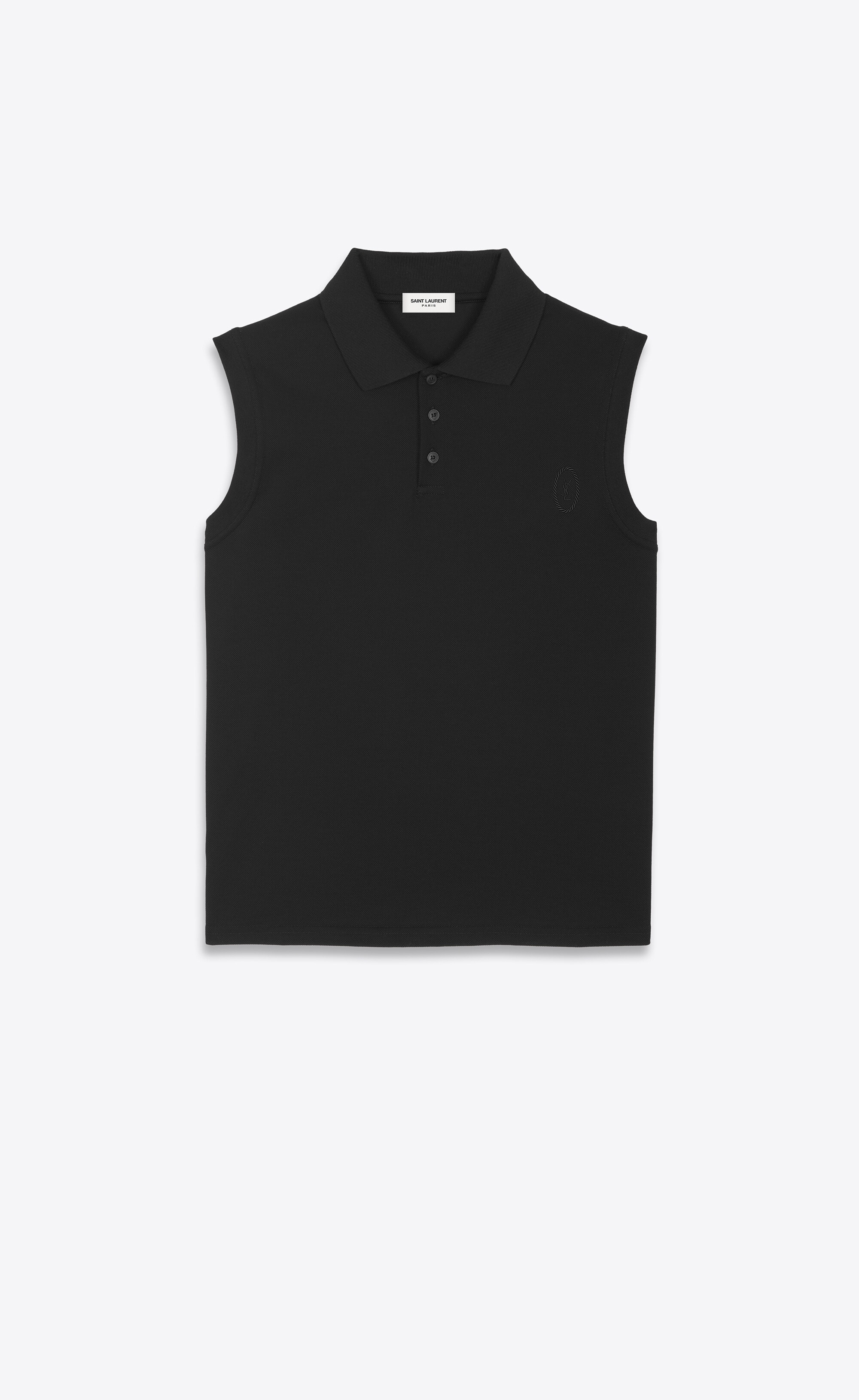 monogram sleeveless polo shirt in cotton piqué - 1