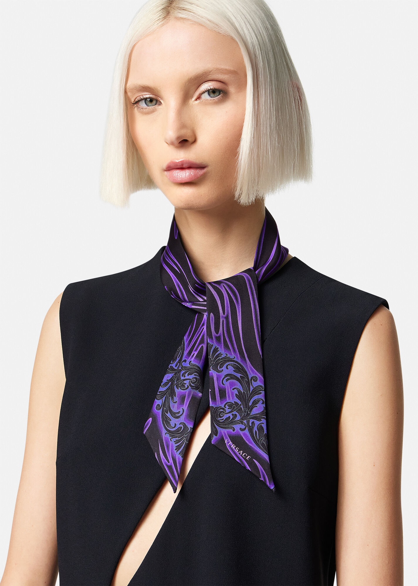 Orchid Barocco Silk Scarf Tie - 3