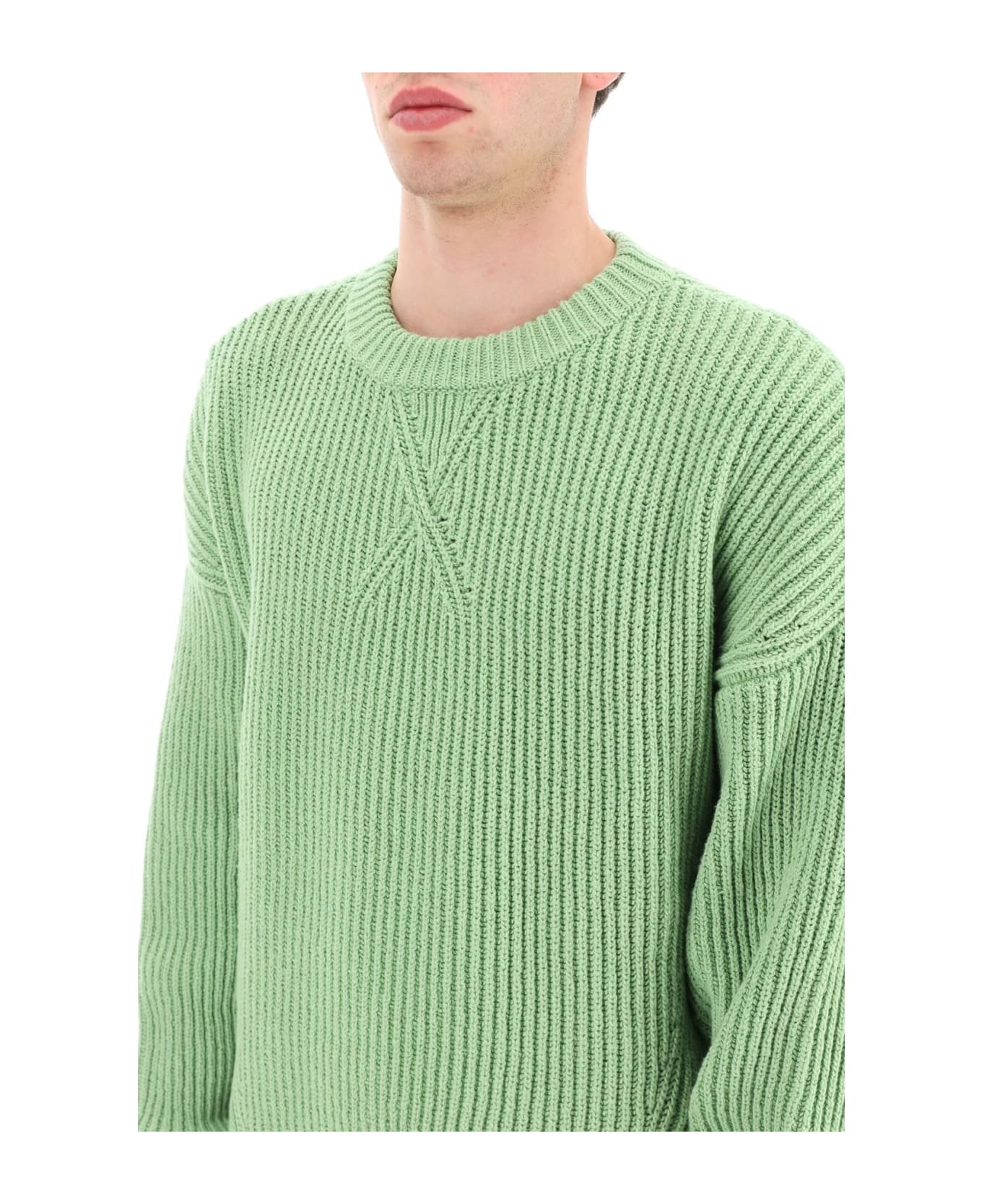 Mint Green Cotton And Wool Sweater - 4