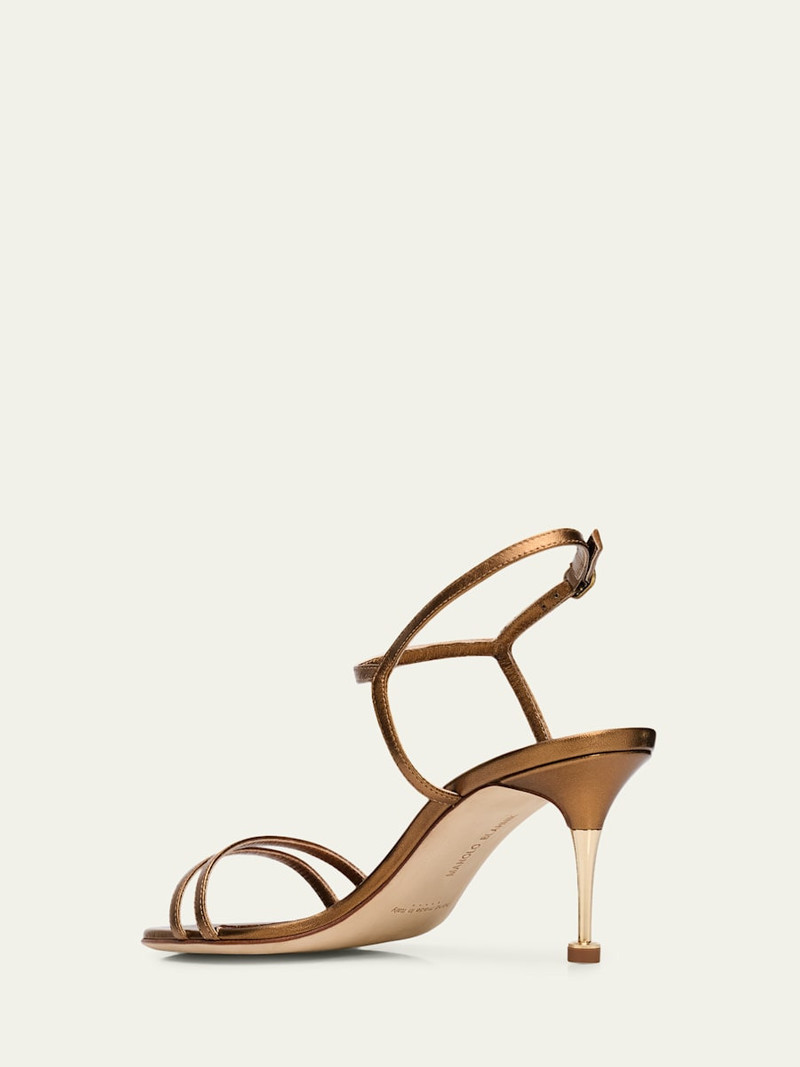 Manolo Blahnik 70mm Ciagalo Metallic Leather Ankle-Strap Sandals outlook