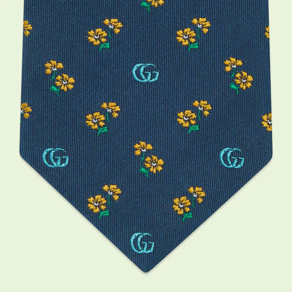 Double G and flowers silk jacquard tie - 4